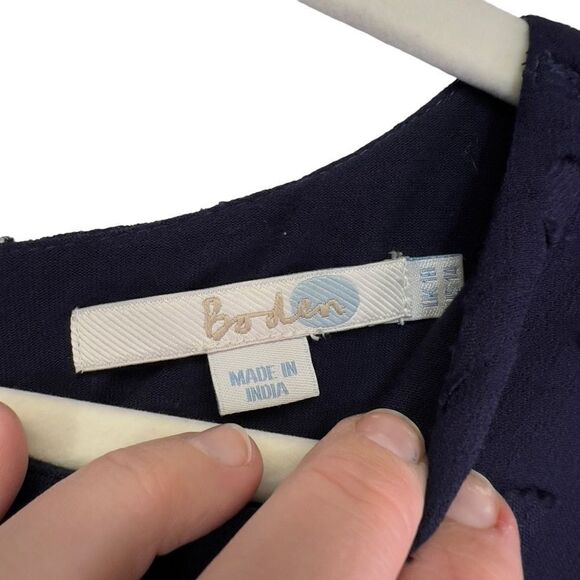 Boden Navy Swiss Dot Peplum Top size 14 - Picture 3 of 14